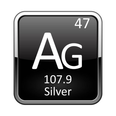 Periyodik tablo elementi Silver. Vektör illüstrasyonu