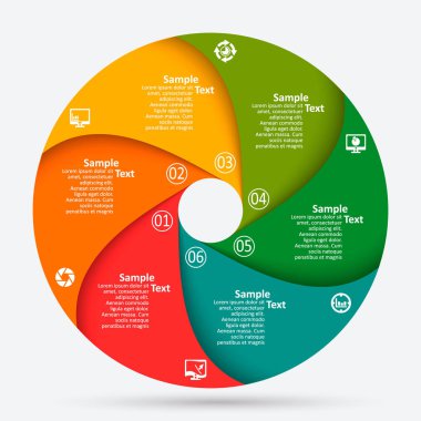 vektör soyut 3d kağıt bilgi elemanları. Dairesel bilgi grafikleri