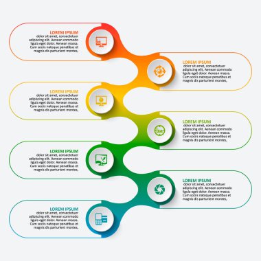 vektör soyut 3d kağıt bilgi elemanları. Dairesel bilgi grafikleri