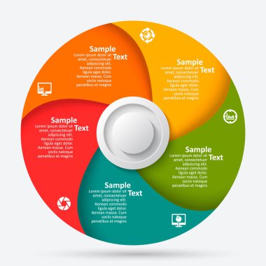 vektör soyut 3d kağıt bilgi elemanları. Dairesel bilgi grafikleri