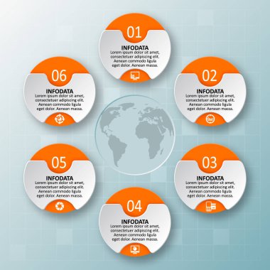 vektör soyut 3d kağıt bilgi elemanları. Dairesel bilgi grafikleri