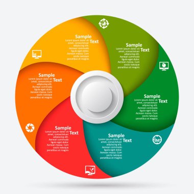 vektör soyut 3d kağıt bilgi elemanları. Dairesel bilgi grafikleri