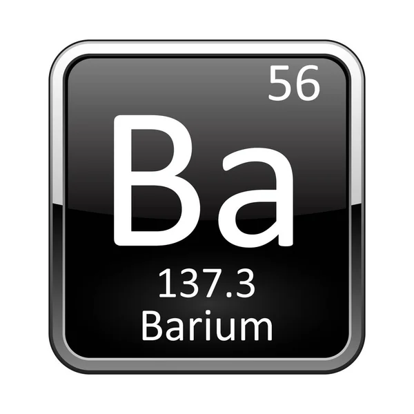 Bárium Szimbólum Kémiai Eleme Periódusos Rendszer Egy Fényes Fekete Háttér — Stock Vector