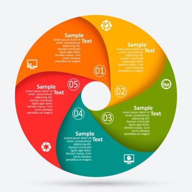 vektör soyut 3d kağıt bilgi elemanları. Dairesel bilgi grafikleri