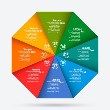 vektör soyut 3d kağıt bilgi elemanları. Dairesel bilgi grafikleri