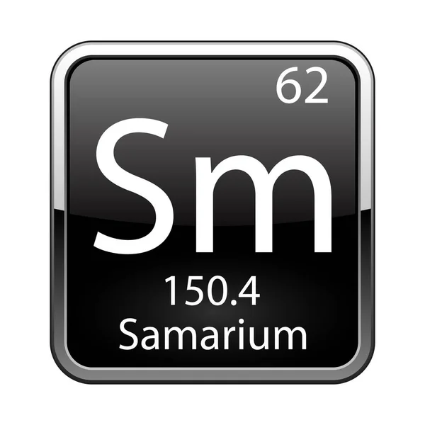 Simbolo Del Samario Elemento Chimico Della Tavola Periodica Fondo Nero — Vettoriale Stock