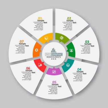 vektör soyut 3d kağıt bilgi elemanları. Dairesel bilgi grafikleri