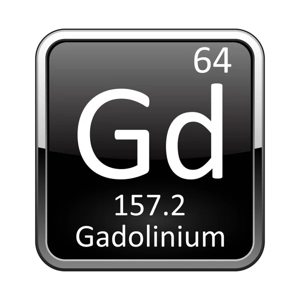 Symbole Gadolinium Élément Chimique Tableau Périodique Sur Fond Noir Brillant — Image vectorielle