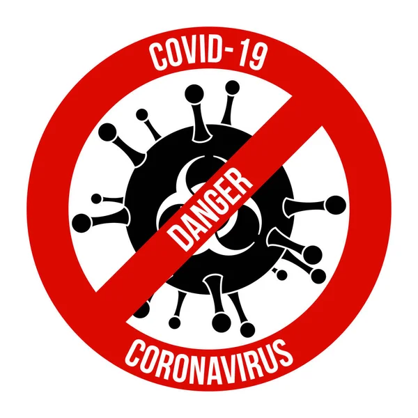 Icona Coronavirus Con Cartello Rosso Divieto Sfondo Bianco Coronavirus Covid — Vettoriale Stock