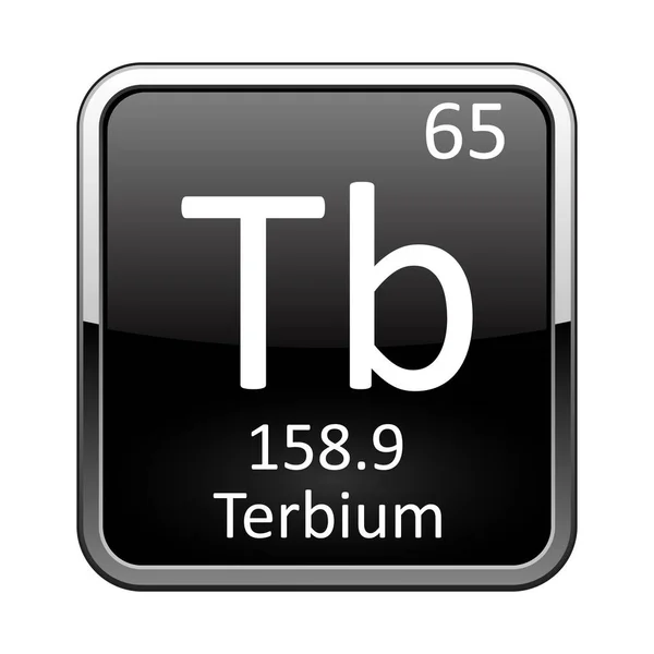 Terbium Simbol Chemical Unsur Tabel Periodik Pada Latar Belakang Hitam - Stok Vektor