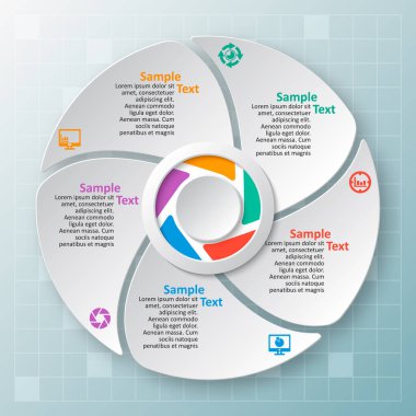vektör soyut 3d kağıt bilgi elemanları. Dairesel bilgi grafikleri
