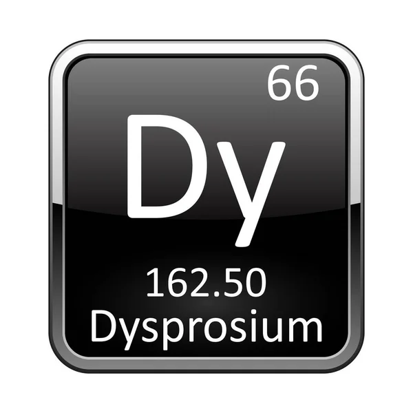 Dysprosiumsymbol Kemisk Del Det Periodiska Systemet Blank Svart Bakgrund Silverram — Stock vektor