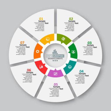vektör soyut 3d kağıt bilgi elemanları. Dairesel bilgi grafikleri