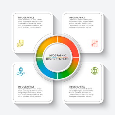 vektör soyut 3d kağıt bilgi elemanları. Dairesel bilgi grafikleri