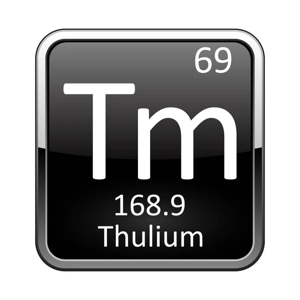 Thulium Sym Chemical Elemento Tabela Periódica Fundo Preto Brilhante Quadro — Vetor de Stock