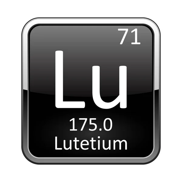 Lutetium符号 银色框中光滑的黑色背景上的周期表的化学元素 向量图 — 图库矢量图片