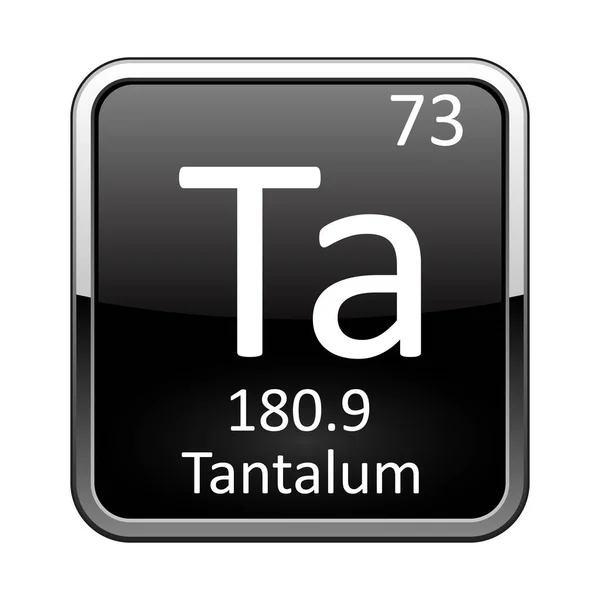 Tantalum Symbol Chemisch Element Van Het Periodiek Systeem Een Glanzende — Stockvector