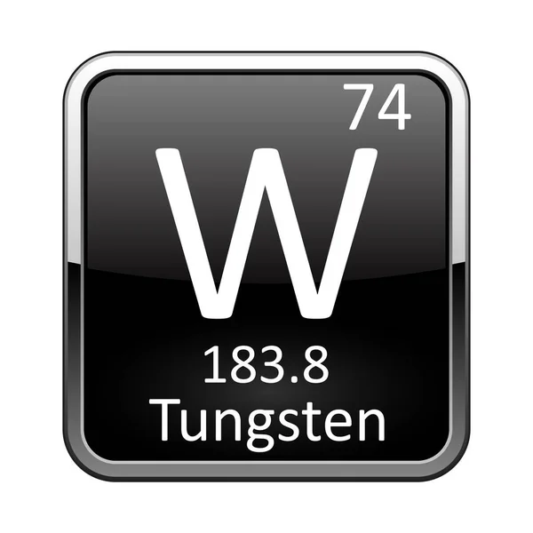 Tungsteno Simbol Chemical Elemento Tabla Periódica Sobre Fondo Negro Brillante — Archivo Imágenes Vectoriales
