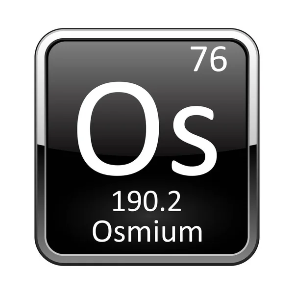 Símbolo Ósmio Elemento Químico Tabela Periódica Sobre Fundo Preto Brilhante — Vetor de Stock