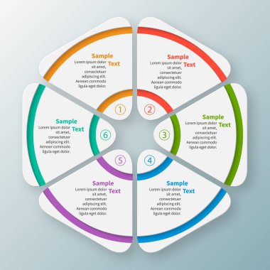 vektör soyut 3d kağıt bilgi elemanları. Dairesel bilgi grafikleri