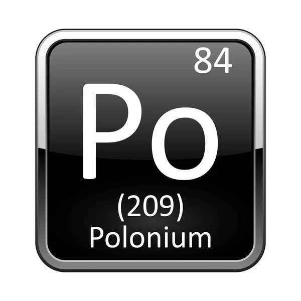 Polonium Symbol Chemisch Element Van Het Periodiek Systeem Een Glanzende — Stockvector