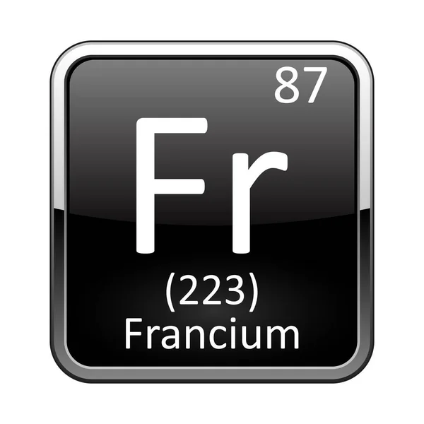 Francium Simbol Elemento Químico Tabla Periódica Sobre Fondo Negro Brillante — Archivo Imágenes Vectoriales