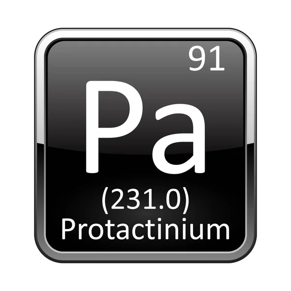 Símbolo Protactinio Elemento Químico Tabla Periódica Sobre Fondo Negro Brillante — Archivo Imágenes Vectoriales