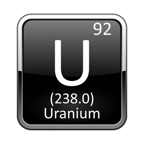 Uran Symbol Chemisches Element Des Periodensystems Auf Schwarzem Hintergrund Silbernem — Stockvektor