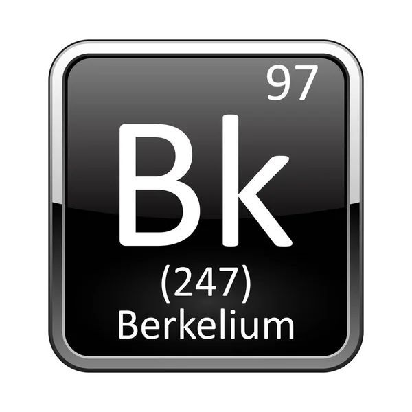 Símbolo Berkelium Elemento Químico Tabla Periódica Sobre Fondo Negro Brillante — Archivo Imágenes Vectoriales