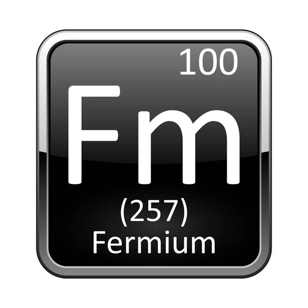 Símbolo Férmio Elemento Químico Tabela Periódica Sobre Fundo Preto Brilhante — Vetor de Stock