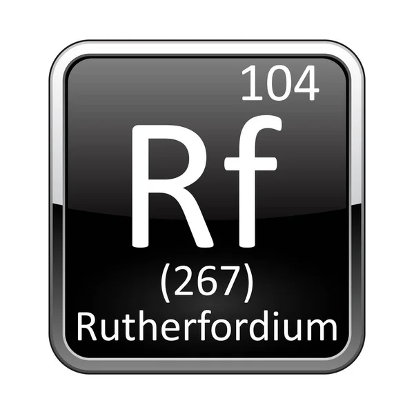 Simbolo Rutherfordi Elemento Chimico Della Tavola Periodica Fondo Nero Lucido — Vettoriale Stock