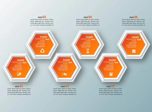 Infographic Elements Hexagon Infographics Honeycomb 디자인 — 스톡 벡터