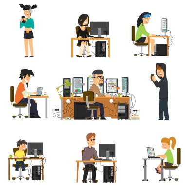 Farklı insanlar iş ve eğlence farklı elektronik becerikli alet için oyun.