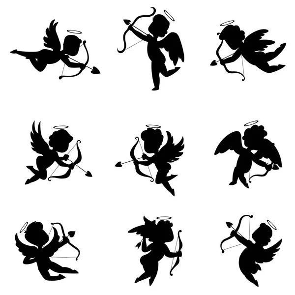 Cupidons de silhouette. illustration vectorielle — Image vectorielle