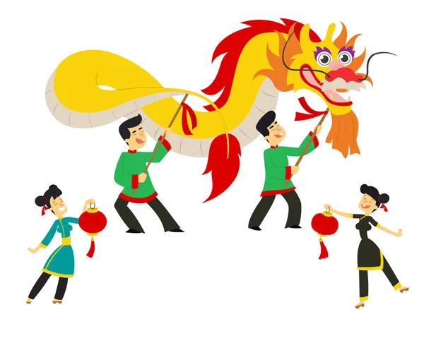 Festival chino de año nuevo / Dragon dance — Vector de stock