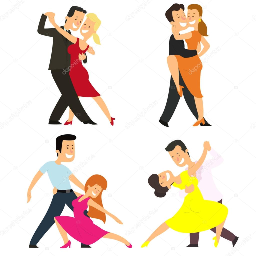 Four couples dancing classical dances.