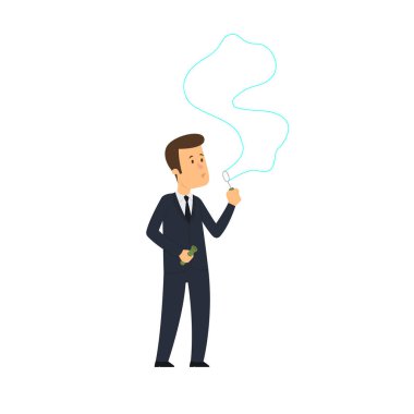 İş adamı sabun köpüğünü bir dolar şeklinde şişirir..