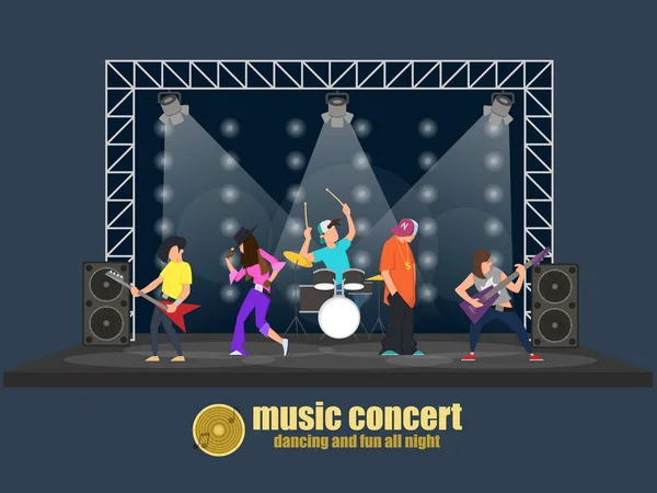 Podium Platform met Rock Band — Stockvector