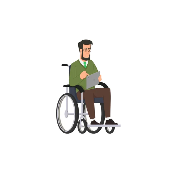 Concept of man with disabilities working with tablet. Royalty Free Stock Illustrations