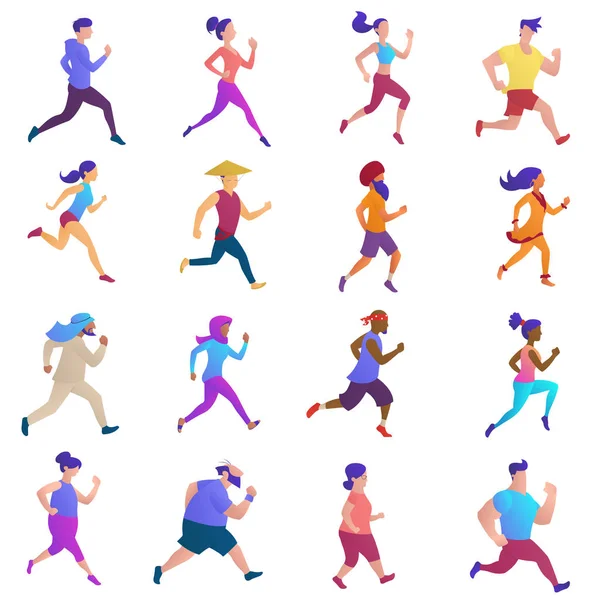 Mensen aan het joggen. Runners groep in beweging. — Stockvector