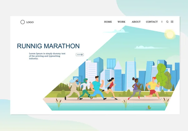 Running People Characters in the Park, City Marathon for Web Page and Mobile Website Vector Graphics