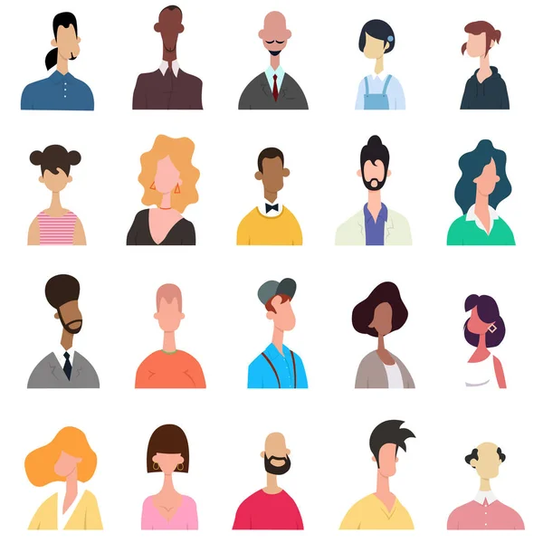 Conjunto de retratos de personas brillantes - diseño vectorial de estilo plano dibujado a mano — Vector de stock