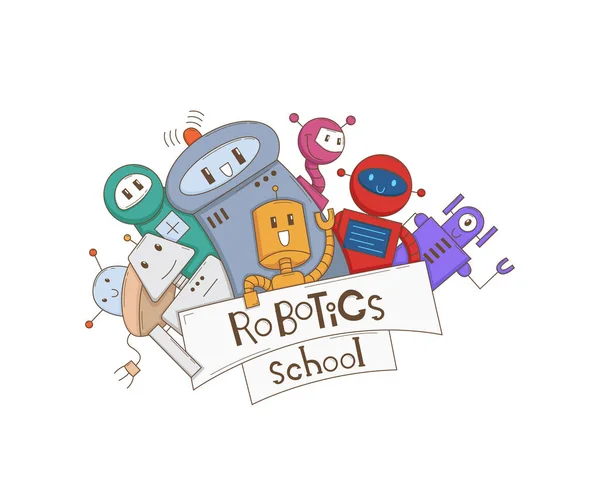 Emblème d'une école pour enfants ou cours de robotique, programmation, etc. . — Image vectorielle