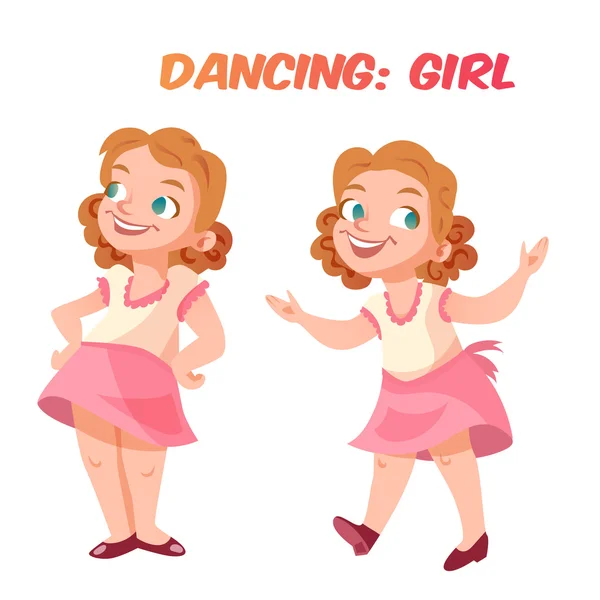 Bailando linda chica vector ilustración — Vector de stock