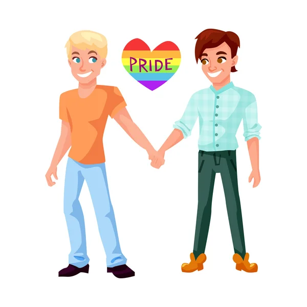 Gay couple holding hands illustration — Stock Vector