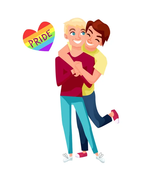 Divertido gay pareja vector ilustración — Vector de stock