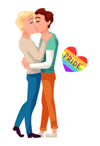 Gay pareja besos vector ilustración — Vector de stock