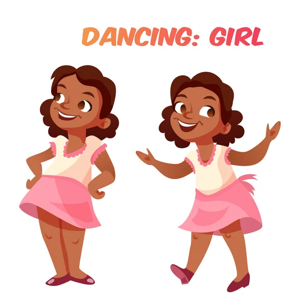 African american dansende schattig meisje — Stockvector