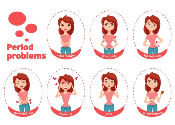 Female period problems illustration — Stock Vector