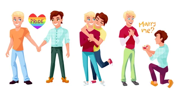 Gay couple set — Stock Vector